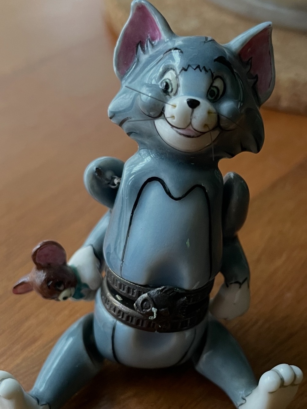 vintage articulated hinged box figurine of Tom Cat from Tom and Jerry.